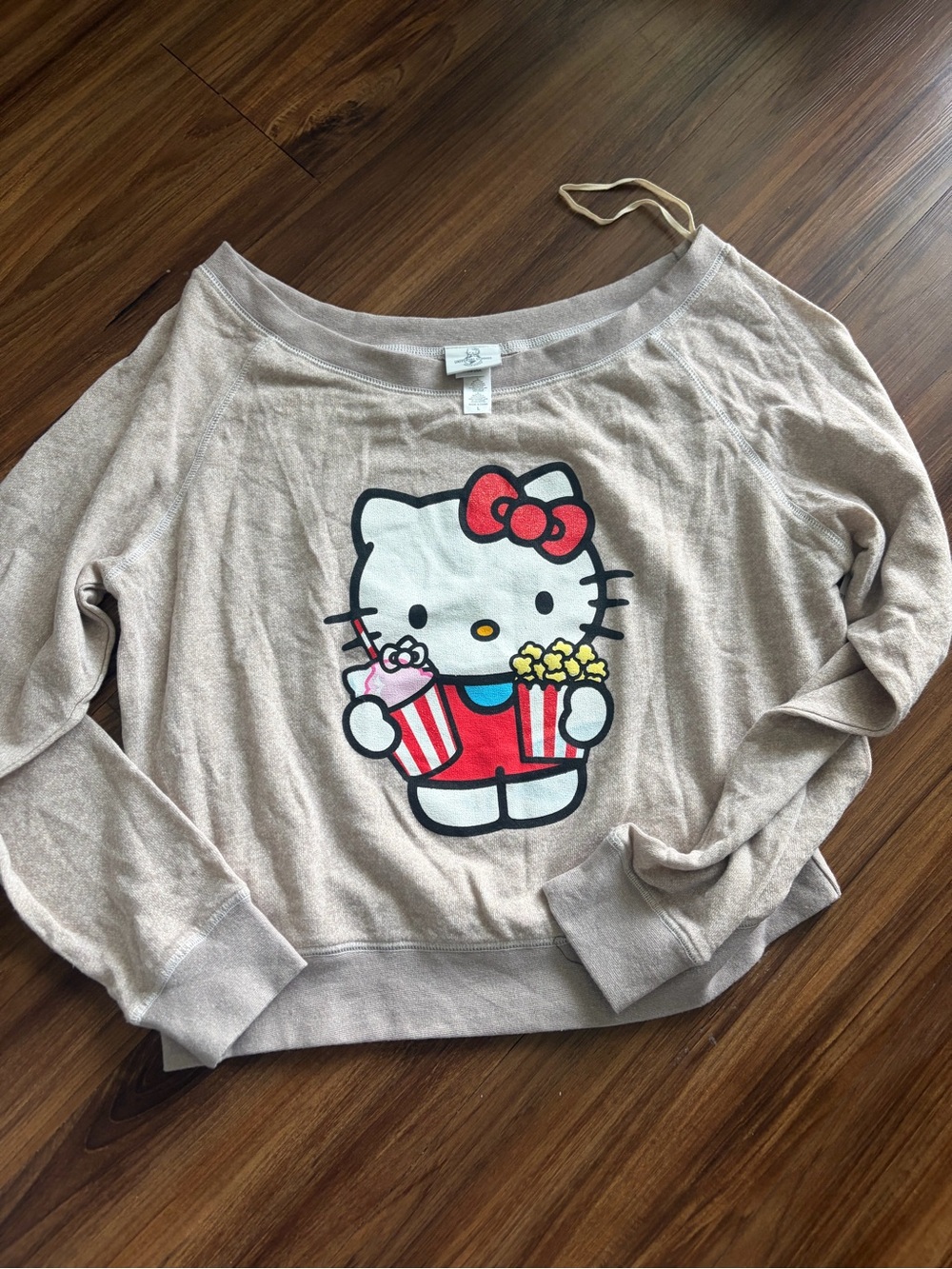 Universal Hello Kitty Beige Graphic Sweatshirt with Red Bow